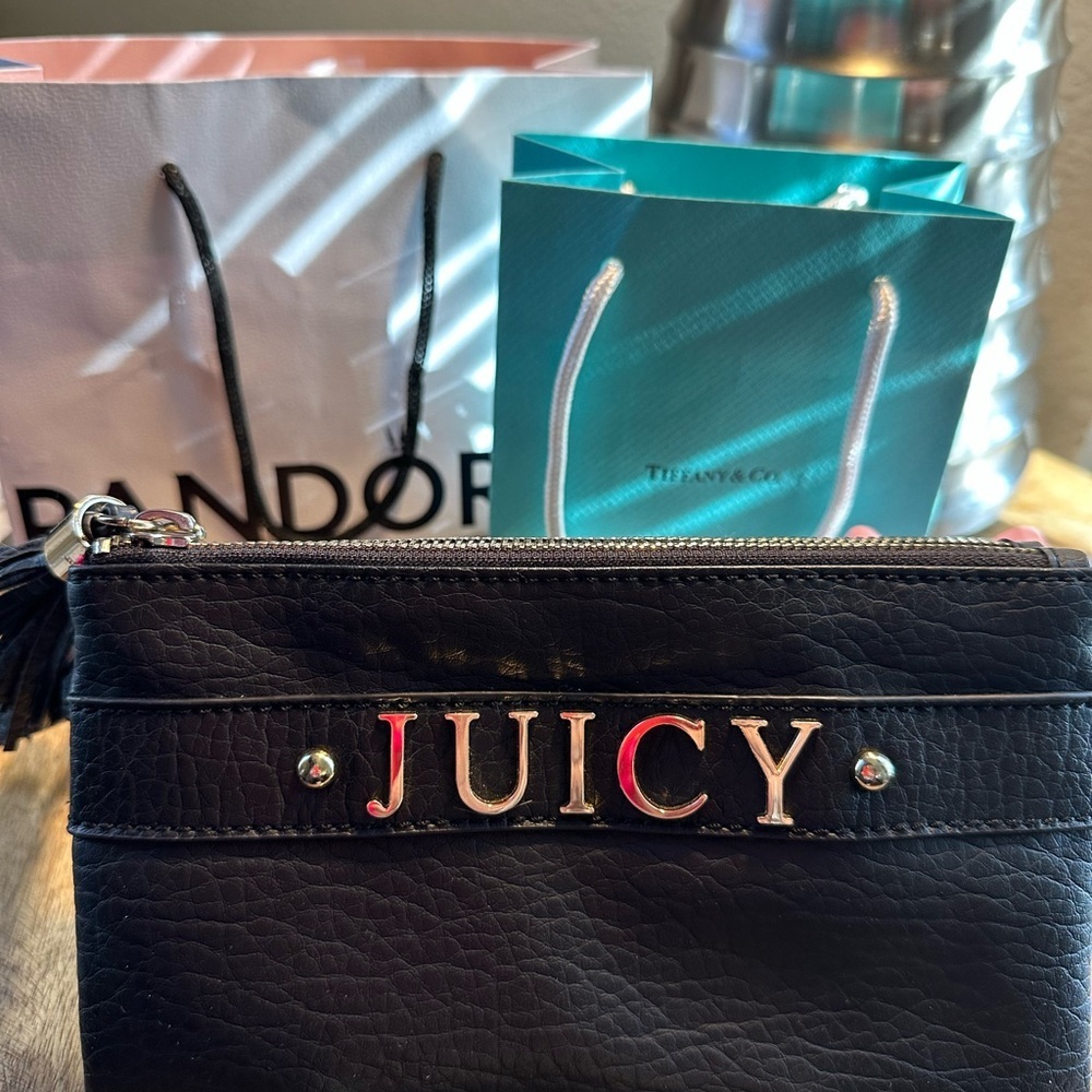 Juicy Couture Black Textured Double Clutch